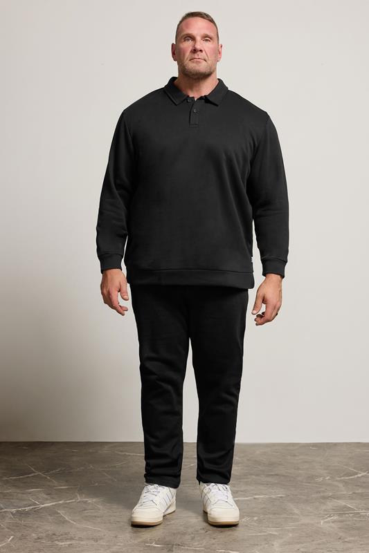 JACK & JONES Big & Tall Black Radley Polo Sweatshirt | BadRhino 1