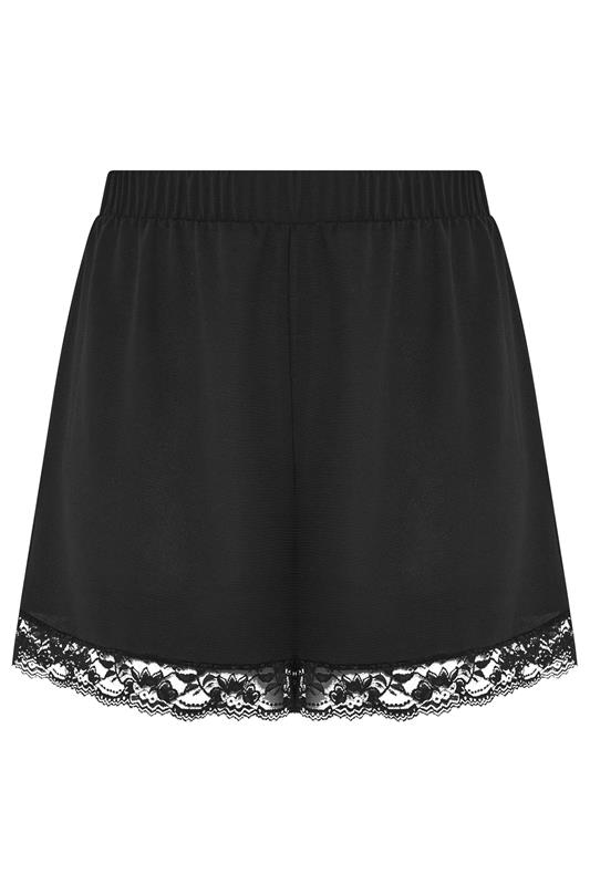 LIMITED COLLECTION Plus Size Black Lace Hem Crinkle Shorts | Yours Clothing 5