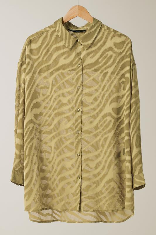 EVANS Plus Size Green Zebra Burnout Shirt | Yours Clothing 6