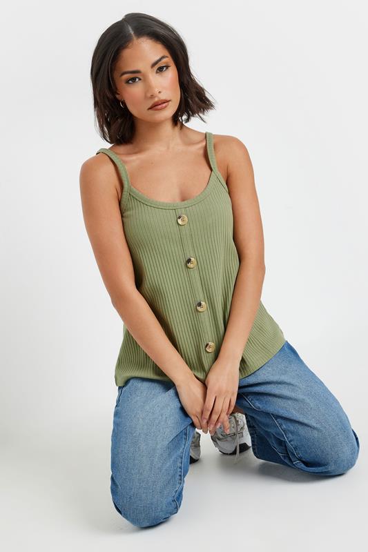 PixieGirl Petite Women's 2 PACK Sage Green & Purple Button Down Cami Tops | PixieGirl 7