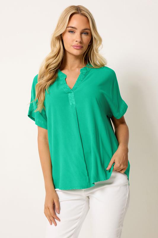  M&Co Green Notch Neck Blouse