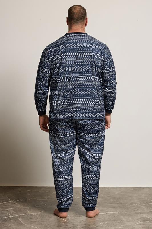 BadRhino Big & Tall Navy Blue Fairisle Pyjama Set | BadRhino 2