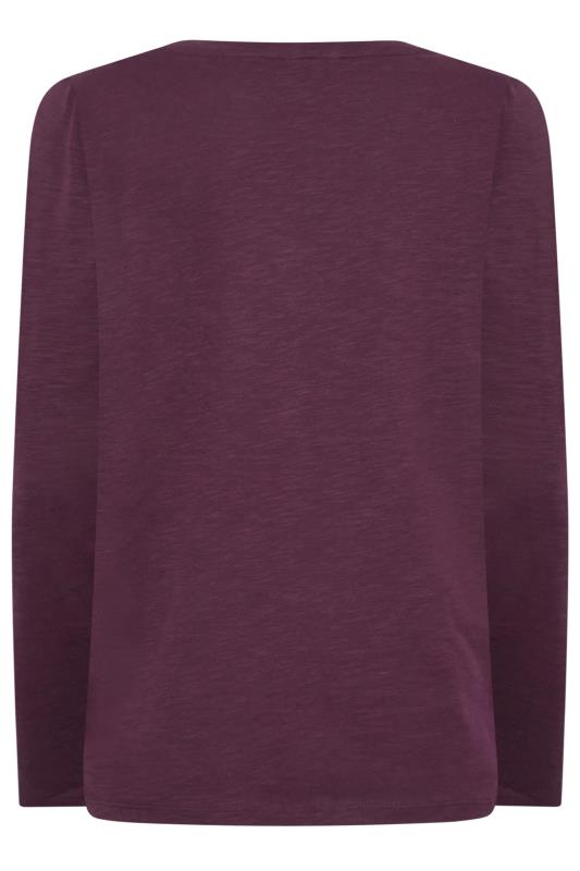 M&Co Purple V-Neck Long Sleeve Cotton Blend T-Shirt | M&Co 7