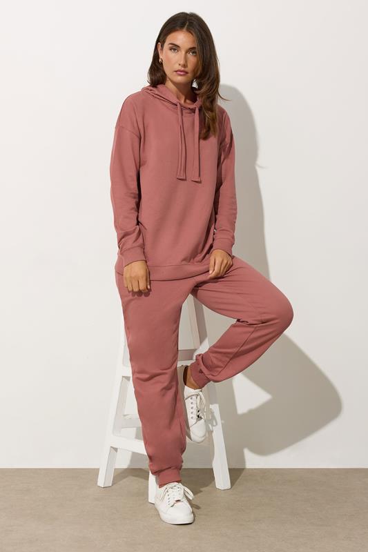 LTS Tall Coral Pink Jersey Drawcord Hoodie | Long Tall Sally 2