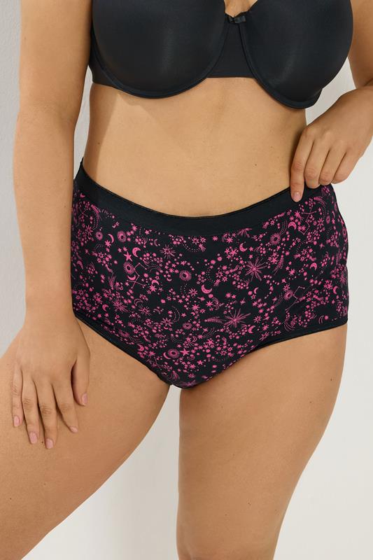 YOURSET 5 PACK Plus Size Pink Celestial Print Full Briefs | Yours Clothing 2