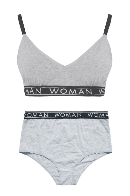 Plus Size Grey Woman Triangle Bralette Set | Yours Clothing 3