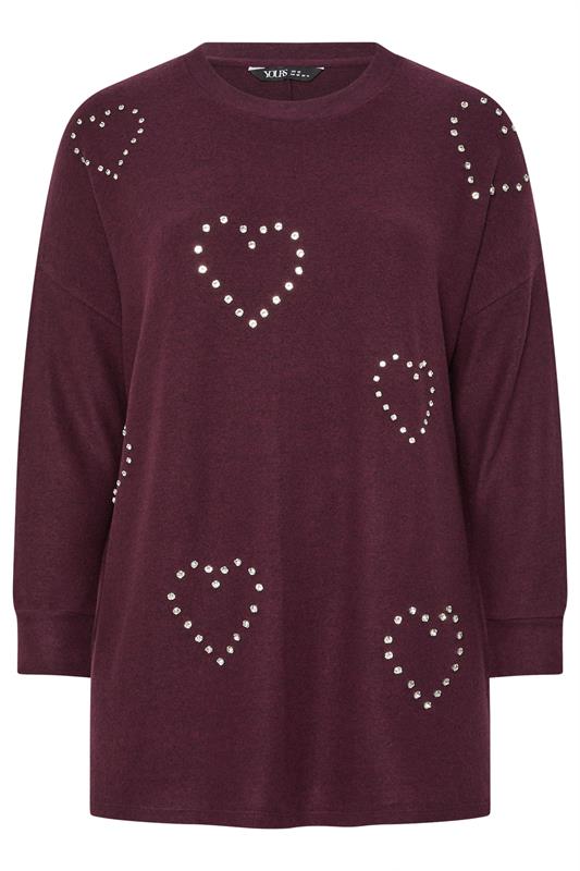 YOURS Plus Size Purple Diamante Soft Touch Jumper | Yours Clothing 5