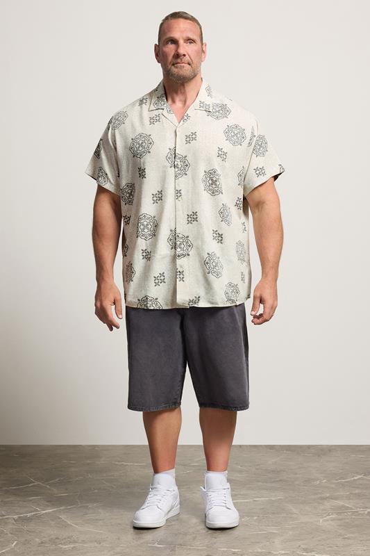 JACK & JONES Big & Tall Natural Abstract Print Short Sleeve Shirt | BadRhino 1