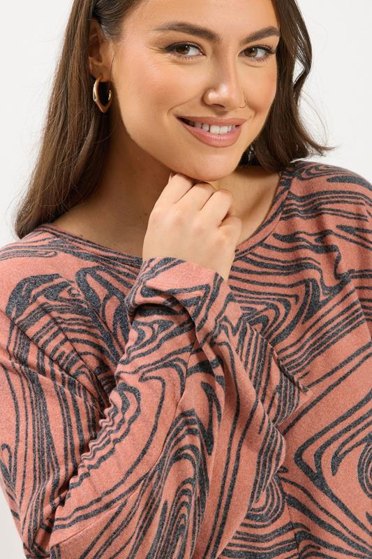 YOURS Plus Size Orange Abstract Print Soft Touch Jumper | Yours Clothing 4