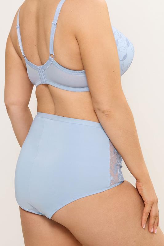 YOURS Curve Light Blue Floral Embroidered Full Briefs | Yours Clothing 2