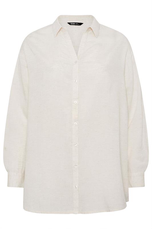 YOURS Plus Size Natural Brown Linen Shirt | Yours Clothing 8