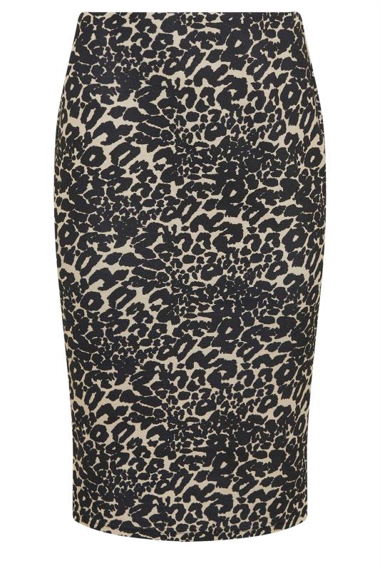 Women's  M&Co Petite Natural Brown Animal Print Ponte Midi Skirt