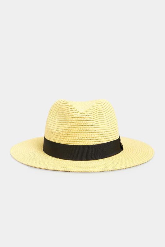 Plus Size  Yours Yellow Straw Fedora Hat