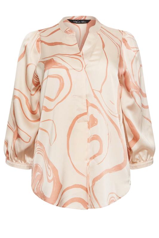 M&Co Beige Brown Abstract Print 3/4 Sleeve Blouse | M&Co 6