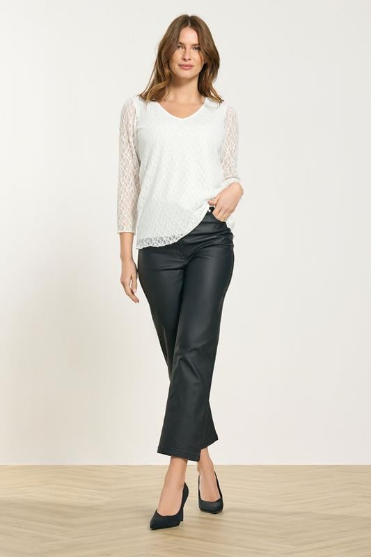 M&Co Ivory White Floral Lace Long Sleeve Top | M&Co 1