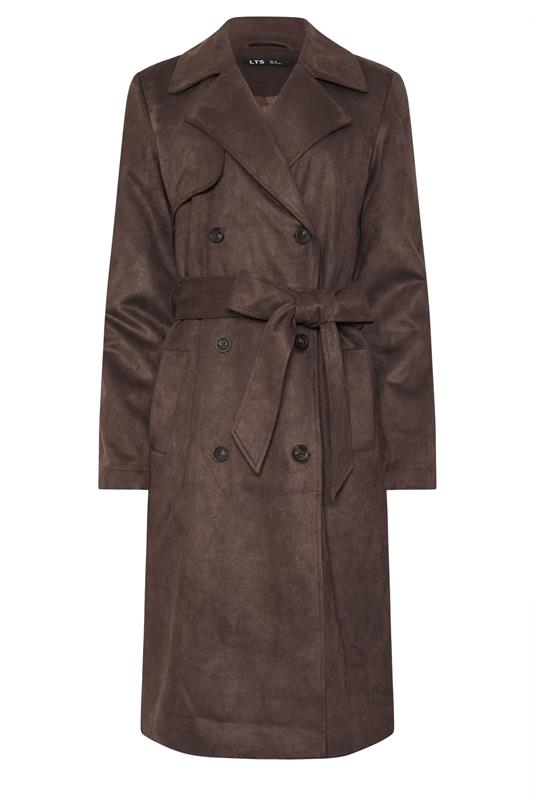 LTS Tall Women's Chocolate Brown Faux Suede Trench Coat | Long Tall Sally 7