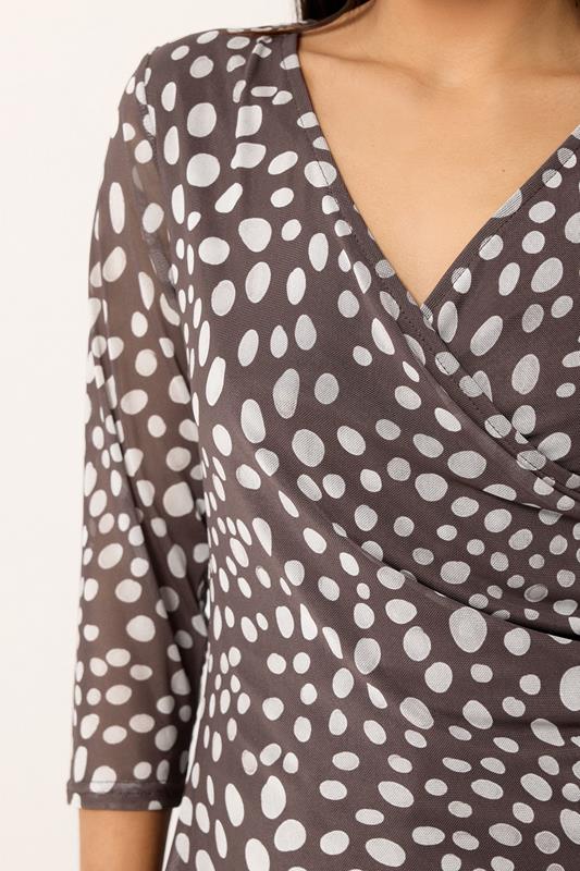 princess polly baby blue dress Brown and White Polka Dot Print Puff Sleeve Midi Dress main image 1