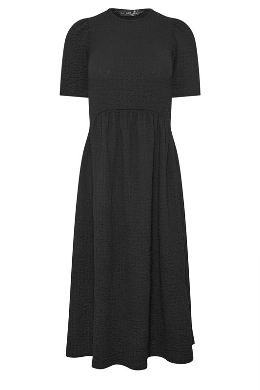 PixieGirl Petite Women's Black Textured Short Sleeve Midi Dress | PixieGirl 5