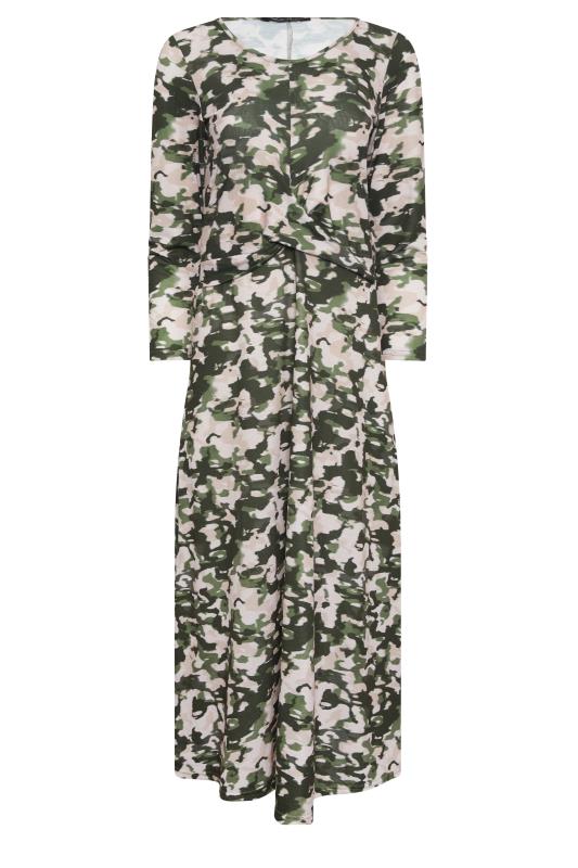 M&Co Khaki Green Camo Print Twist Front Midaxi Dress | M&Co 6