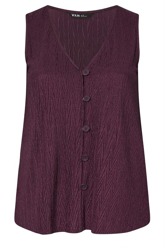 YOURS Plus Size Purple Crinkle Plisse Waistcoat | Yours Clothing 6