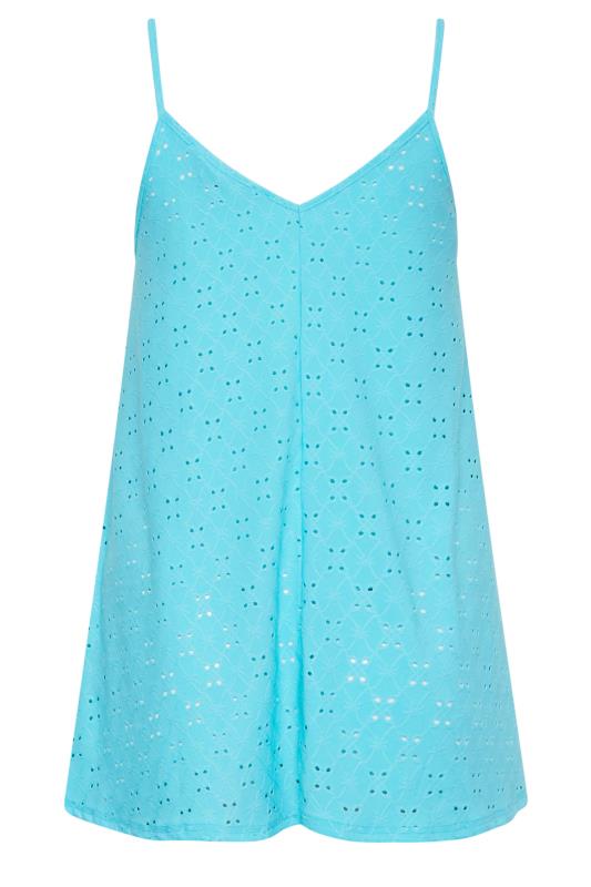 LIMITED COLLECTION Plus Size Aqua Blue Broderie Anglaise Cami Top | Yours Clothing 7