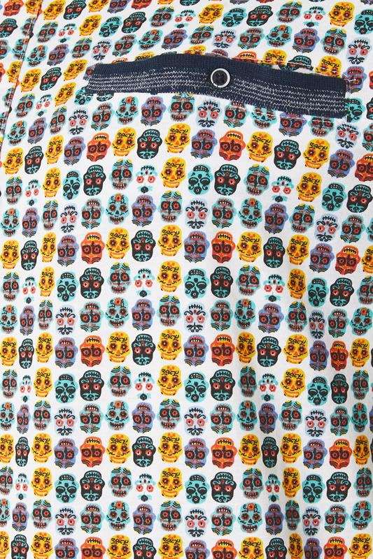 KAM Big & Tall White Skull Print Polo Shirt | BadRhino 1