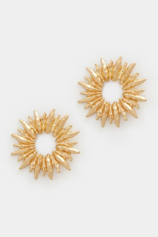 Gold Tone Statement Stud Earrings | Yours Clothing 1