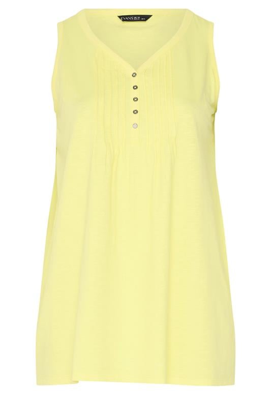 EVANS Plus Size Yellow Sleeveless Henley Top | Evans 5