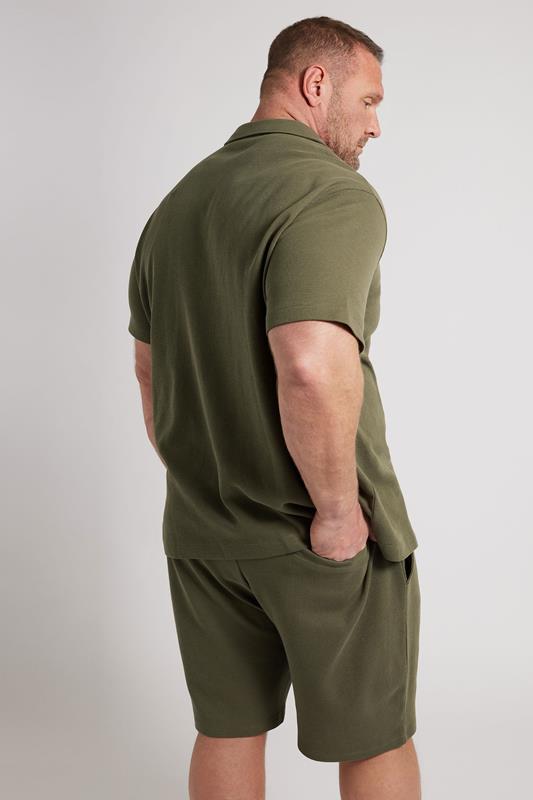 BadRhino Big & Tall Khaki Green Textured Shorts | BadRhino 4