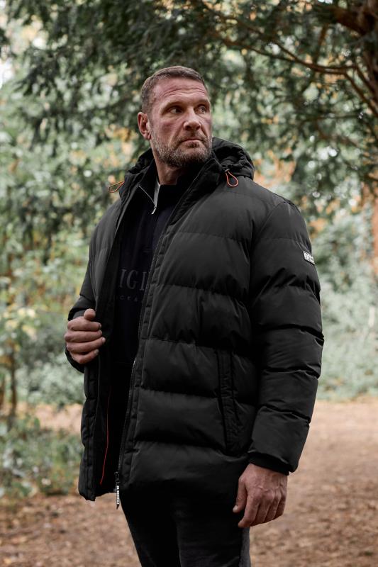 BadRhino Big & Tall Black Hooded Logo Puffer Jacket