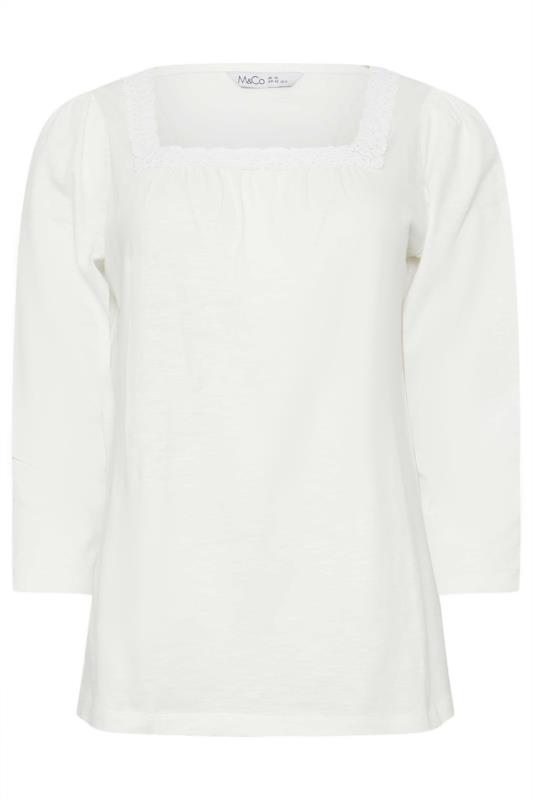 M&Co White Square Neck 3/4 Sleeve Top | M&Co 6