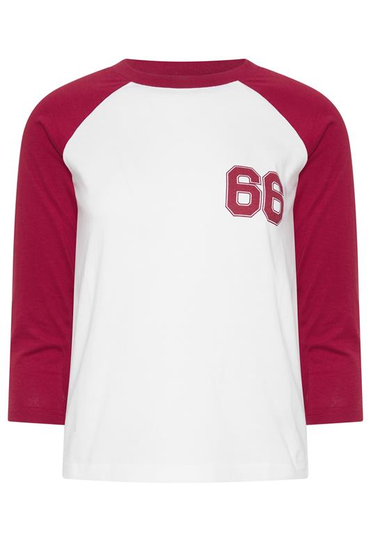 PixieGirl Petite Women's Red '66' Slogan Cotton Raglan T-Shirt | PixieGirl 1
