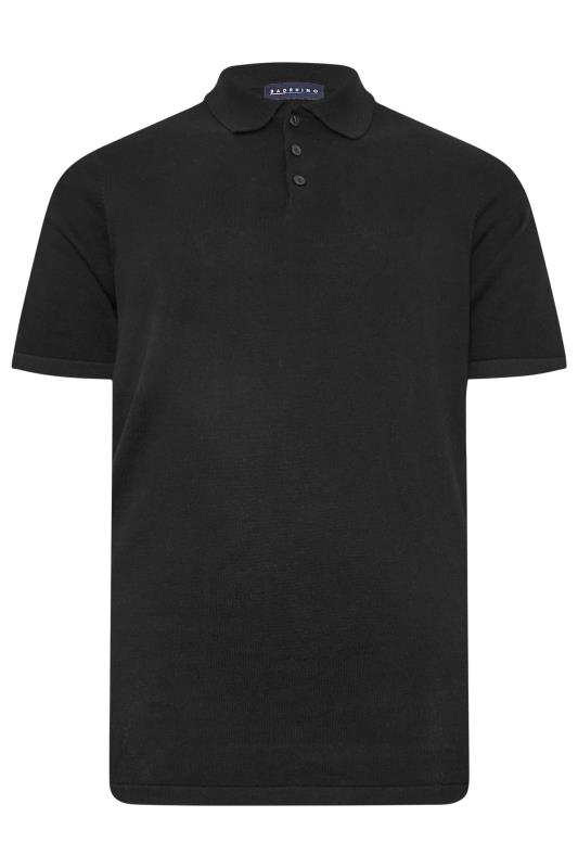 BadRhino Big & Tall Black Knitted Short Sleeve Polo Shirt | BadRhino 2