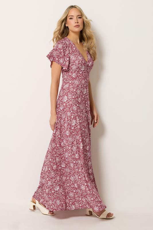 LTS Tall Women's Burgundy Red Paisley Wrap Maxi Dress | Long Tall Sally 1