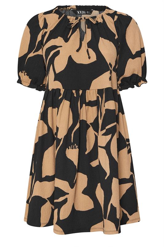 YOURS Plus Size Black Floral Tie Neck Mini Dress | Yours Clothing 5
