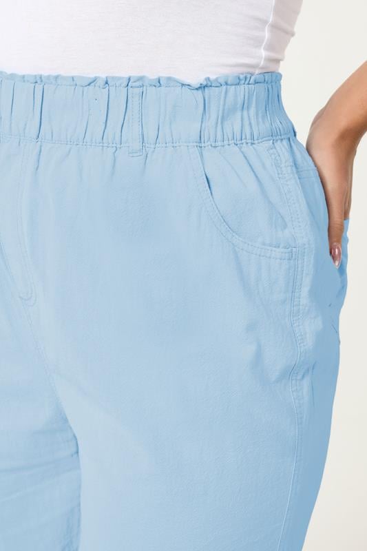 YOURS Plus Size Blue Textured Cotton Shorts | Yours Clothing 4