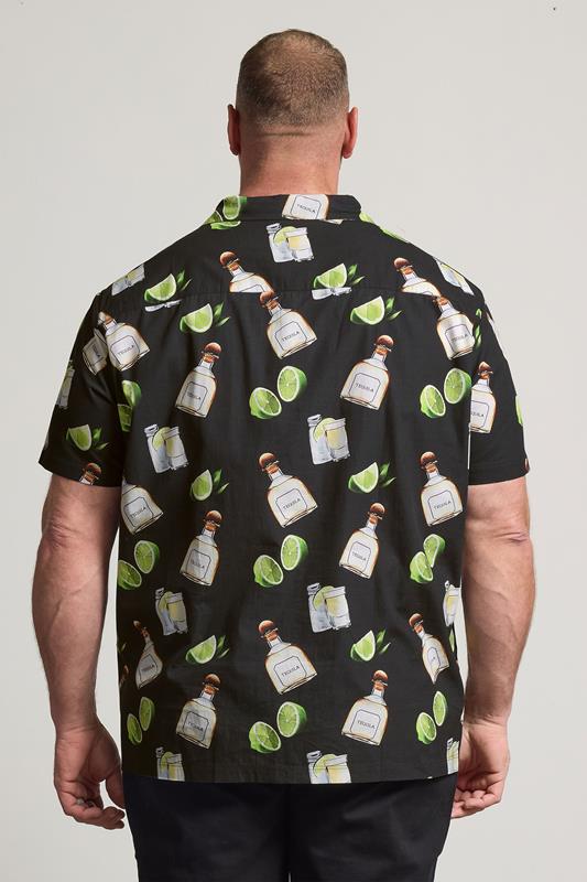 BadRhino Big & Tall Black Tequila Print Revere Shirt | BadRhino 2