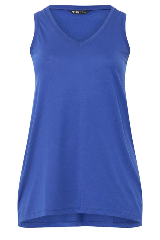 YOURS Plus Size Cobalt Blue V-Neck Basic Vest Top | Vest Top 5