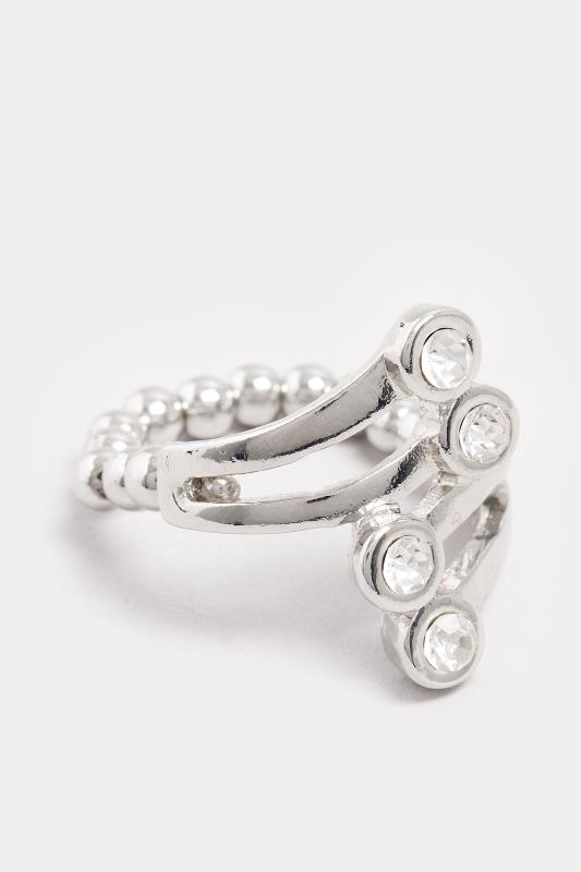 Silver Tone Diamante Stretch Ring | Yours Clothing 1