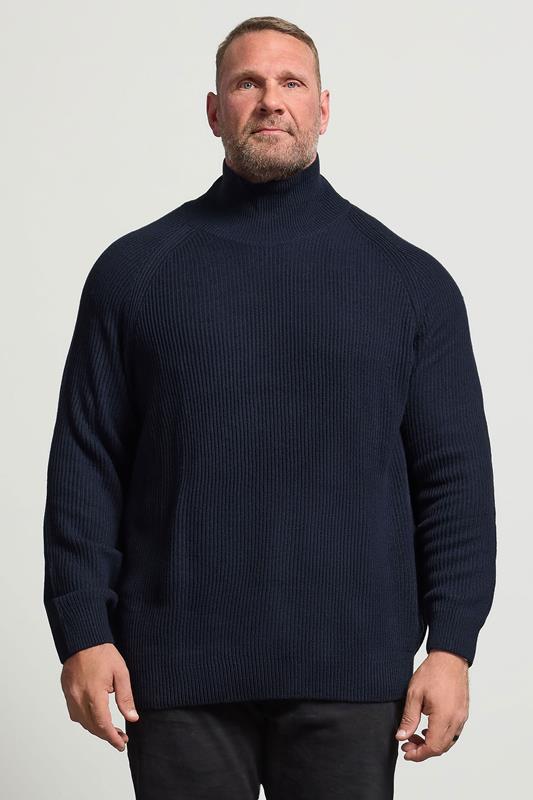  JACK & JONES Big & Tall Navy Blue Roll Neck Jumper
