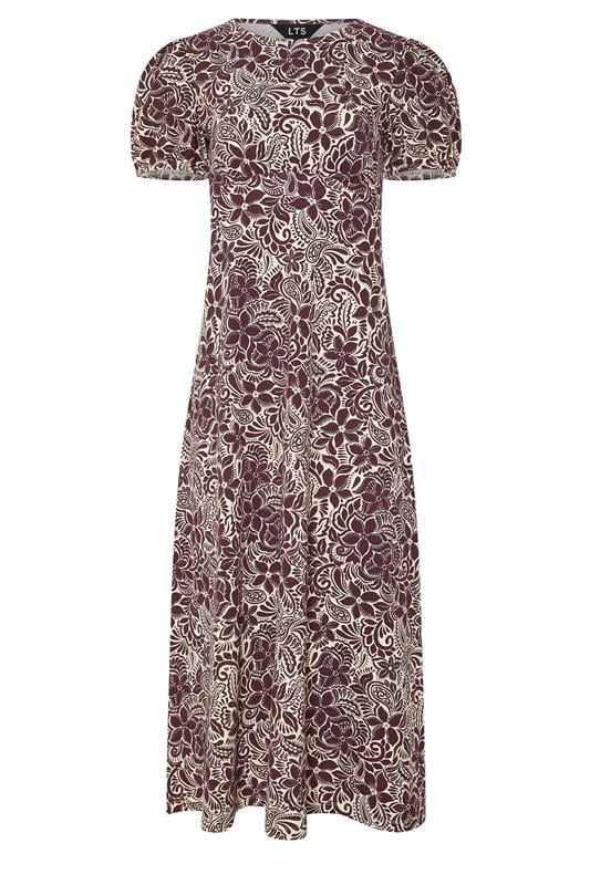 LTS Tall Purple Floral Puff Sleeve Midi Dress | Long Tall Sally 5