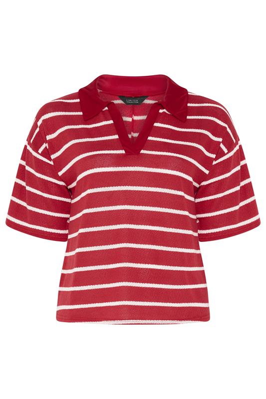 LIMITED COLLECTION Plus Size Red Stripe Rugby Collar Top | Yours Clothing 6