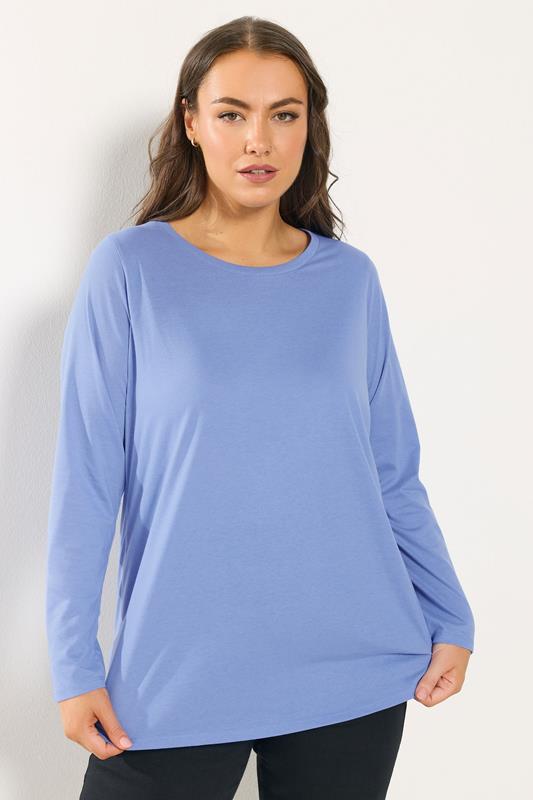 YOURS Plus Size 3 PACK Green & Blue Long Sleeve T-Shirts | Yours Clothing  2
