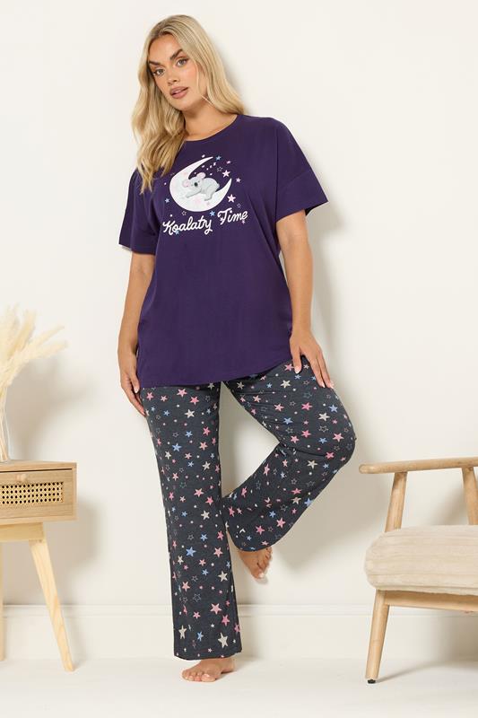 YOURS Plus Size Purple 'Koalaty Time' Pyjama Set | Yours Clothing 1