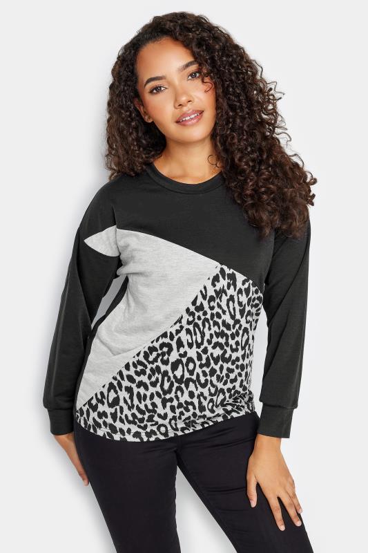 Women's  M&Co Grey Animal Print Colourblock Sweatshirt