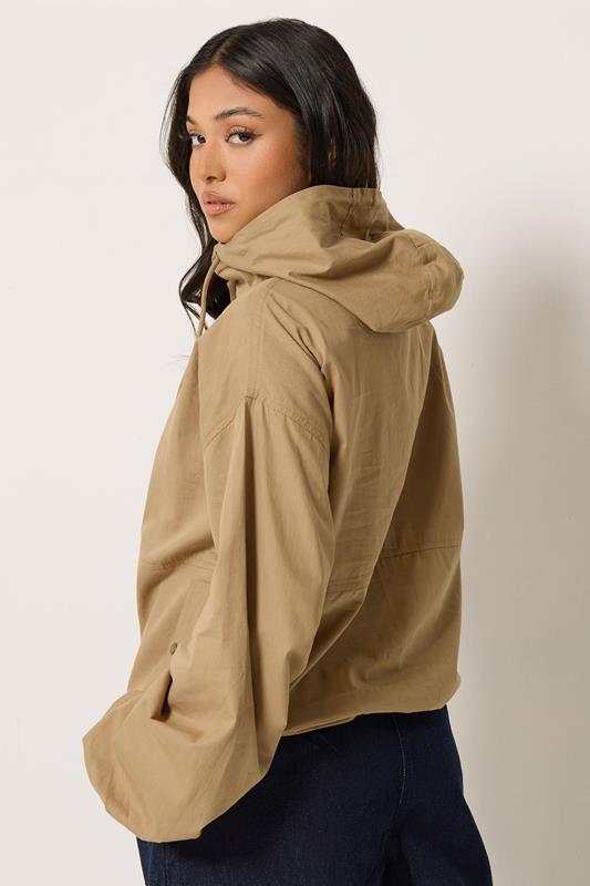 PixieGirl Petite Women's Stone Brown Half Zip Hooded Windbreaker Jacket | PixieGirl  2