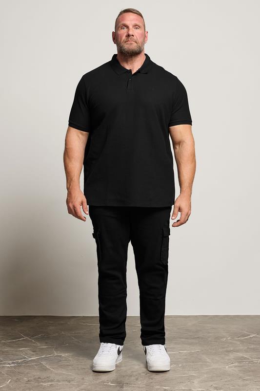 JACK & JONES Big & Tall Black Austin Polo Shirt | BadRhino 1
