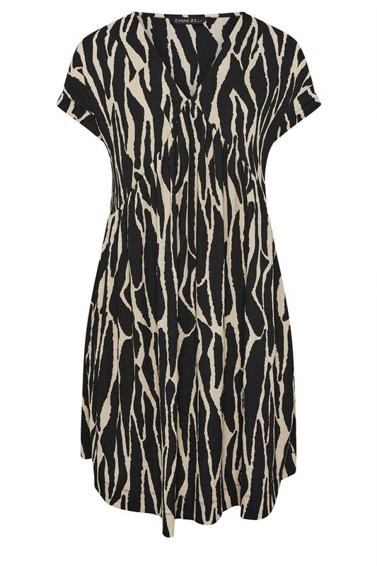 EVANS Plus Size Black Abstract Print Jersey Crepe Dress | Evans 5