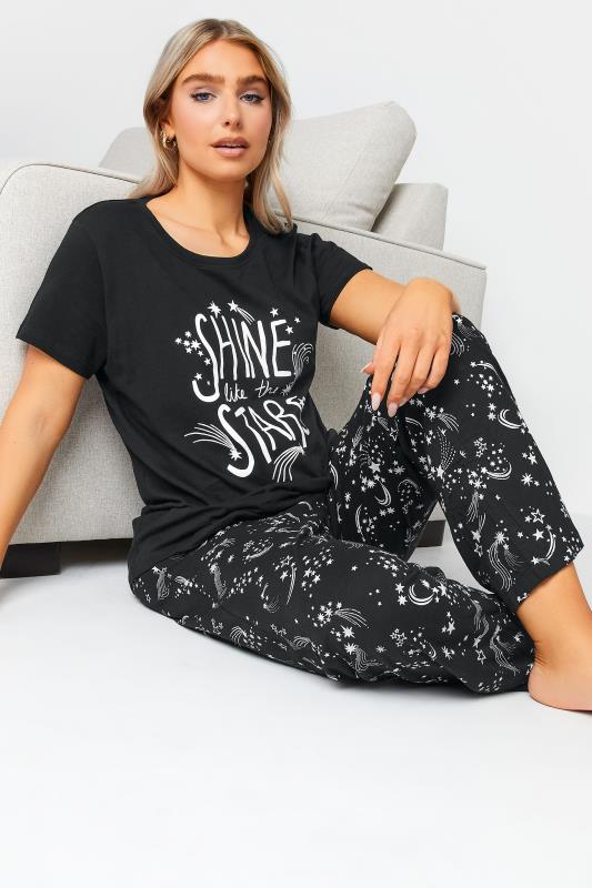 M&Co Black Cotton 'Shine Like the Stars' Slogan Pyjama Set | M&Co 4