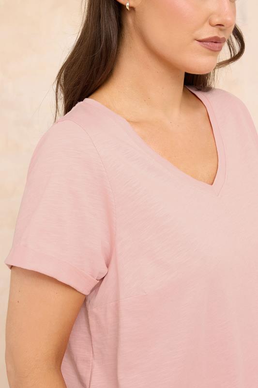 EVANS Plus Size Blush Pink Premium Cotton T-Shirt | Evans 4